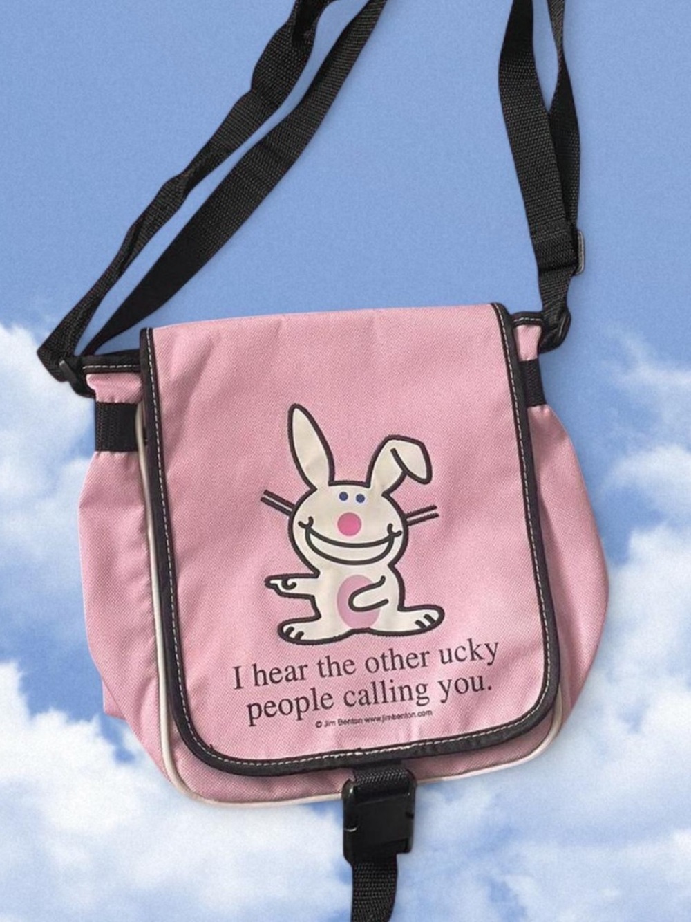 Rare Y2K Pink Happy Bunny Graphic Crossbody Bag